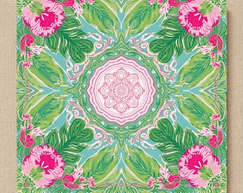Tapis de mahjong paradisiaque vert rose 31,5 po. • Tapis de jeu antidérapant enroulable, plateau de jeu floral de luxe • surface lisse et silencieuse, cadeaux pour les amateurs de mah-jong