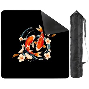 Koi Pond Mahjong Mat Lotus Flower Mahjong Table Cover Non-Slip Mah jongg Playmat Elegant Asian Art Gaming Mats Mahjong Gifts Ideas Decor Set image 7