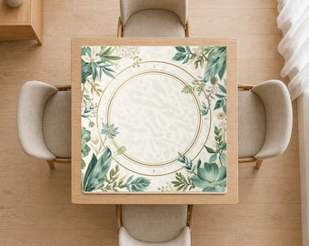 Tapete de Mahjong Magic Lake con elegante diseño floral verde, enrollable, antideslizante, para mesa de Mahjong, suave, impermeable, con motivos botánicos.