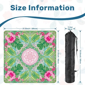 Green Pink Paradise Mahjong Mat 31.5" • Non-Slip Roll Up Play Mat Luxury Floral Game Board • Quiet Smooth Surface Gifts for Mah jongg Lovers image 4