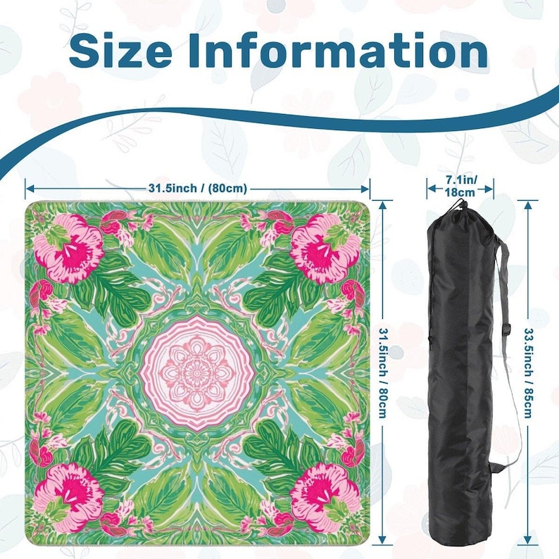 Green Pink Paradise Mahjong Mat 31.5" • Non-Slip Roll Up Play Mat Luxury Floral Game Board • Quiet Smooth Surface Gifts for Mah jongg Lovers image 4