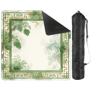Mahjong mat roll up non slip polyester table cover 31" inch quiet smooth play surface storage bag for home game night gift idea US green set image 7
