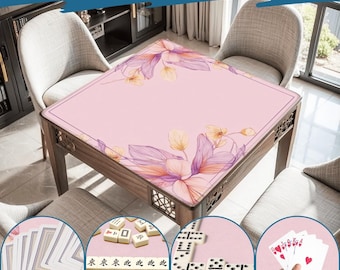 Tapis de mahjong rose de luxe – Ensemble de nappes fleuries enroulables | Ensembles-cadeaux de tapis de jeu de mah-jongg antidérapants lisses au motif fleurs de cerisier