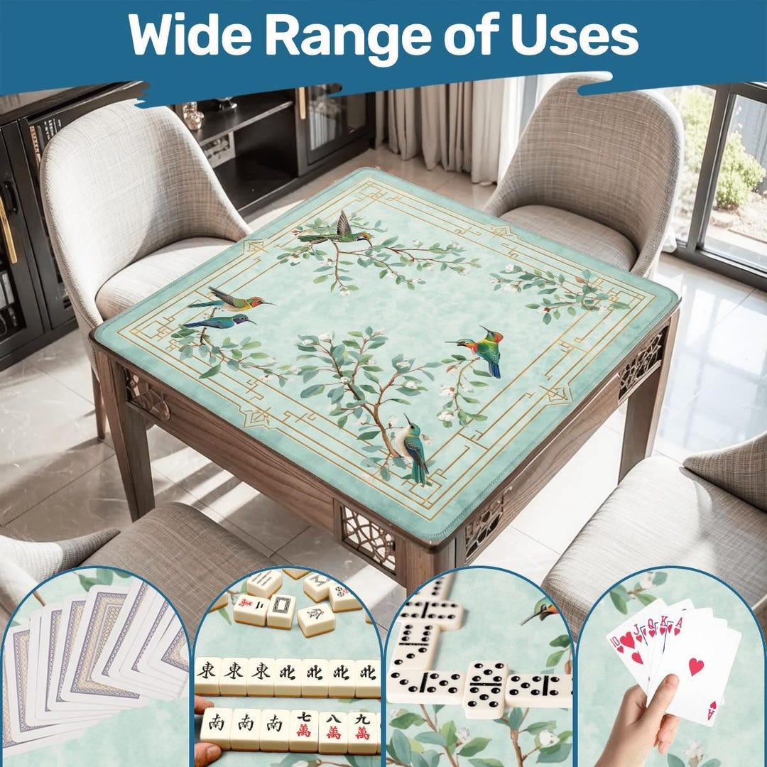 Luxury Hummingbird Mahjong Mat –elegant Mahjongg Table Cover Non-slip ...
