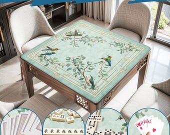 Lyxig Hummingbird Mahjongmatta – Elegant Mahjong-bordsöverdrag Halkfria rullbara mattor och väska Japansk Mah Jong-brädepresenter för spelare