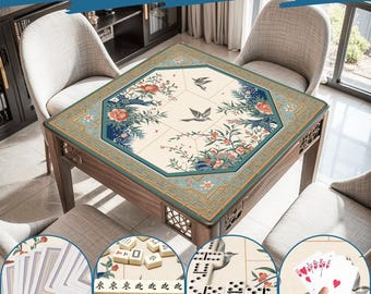 Mahjong mat roll up non slip polyester table cover 31.5x31.5 inch quiet smooth play surface and storage bag for home game night gift idea US