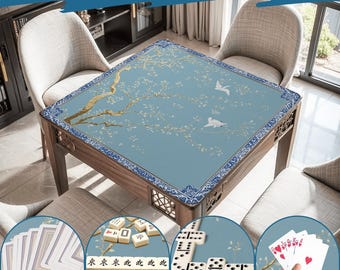 Lyxig Hummingbird Mahjongmatta – Elegant Mahjong-bordsöverdrag Halkfria rullbara mattor och väska Japansk Mah Jong-brädepresenter för spelare