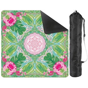 Green Pink Paradise Mahjong Mat 31.5" • Non-Slip Roll Up Play Mat Luxury Floral Game Board • Quiet Smooth Surface Gifts for Mah jongg Lovers image 8
