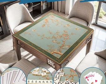 Luxury Hummingbird Mahjong Mat –Elegant Mahjongg Table Cover Non-Slip Rollable Mats and Bag Japanese Style Mah jongg Board Gifts for Players