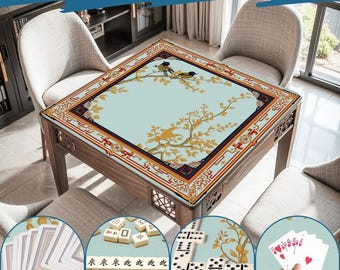 Lyxig Hummingbird Mahjongmatta – Elegant Mahjong-bordsöverdrag Halkfria rullbara mattor och väska Japansk Mah Jong-brädepresenter för spelare