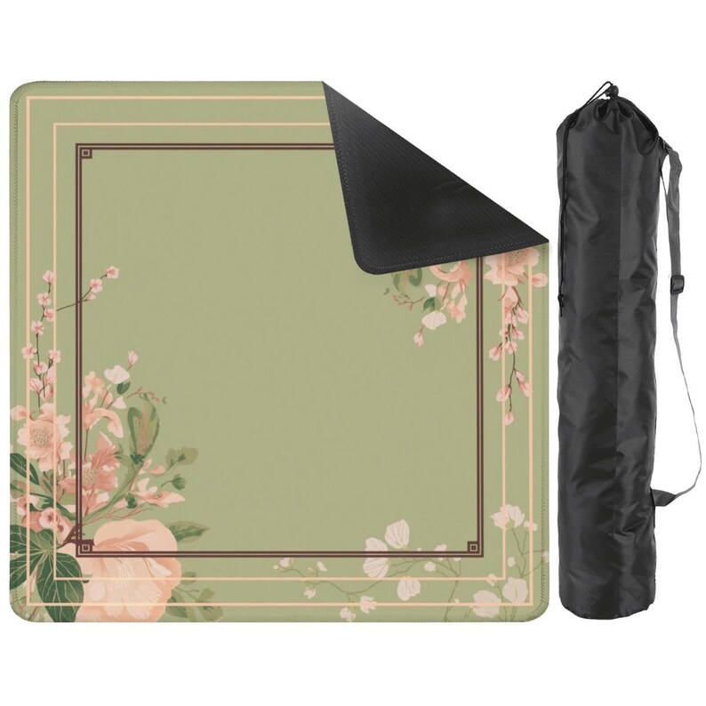 Roses Corner Mahjong Mat Roll-Up Floral Blossom Game Table Cover Cloth Smooth Non-Slip Noise-Reducing Mats with Tile Bag Elegant Green Gifts image 7