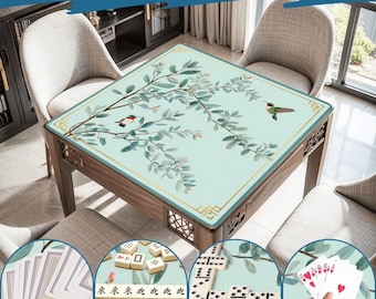 Lyxig Hummingbird Mahjongmatta – Elegant Mahjong-bordsöverdrag Halkfria rullbara mattor och väska Japansk Mah Jong-brädepresenter för spelare