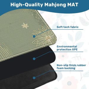 Tapete de Mahjong Sage Lotus: tapete de Mahjong Zen de lujo, suave y antideslizante, enrollable, silencioso, elegante, verde, regalo de estilo asiático minimalista. imagen 4