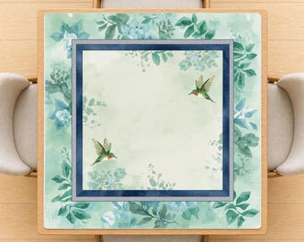 Watercolor Hummingbird Mahjong Mat Elegant Mahjongg Table Cover Nonslip Rolled Mats and Bag Japanese Style Mah jongg Board Gifts for Players