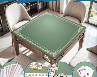 Tapete enrollable de mahjong Gold Green Luxury – Funda de mesa antideslizante profesional, tapete de juego que reduce el ruido con bolsa de almacenamiento, tamaño profesional de 31,5" (2 mm/3 mm)