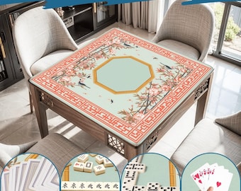 Tapete de Mahjong enrollable, antideslizante, de poliéster, de 31,5 x 31,5 pulgadas, con superficie de juego suave y silenciosa, y bolsa de almacenamiento para una noche de juegos en casa, ideal como regalo.