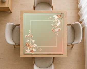 Rosegold groen mahjongmat 31,5" schip opgerold bloemen botanisch Mahjong speelkleed met tas instructies lijnzoeker antislip waterdicht cadeau
