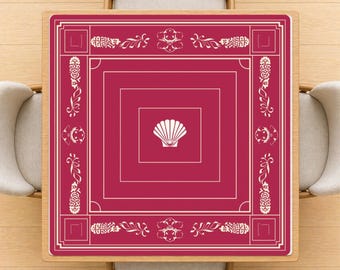 Mahjongmat Opgerold Verzending Polyester Tafelkleed Full Size Rood Roze Mahjong Game Night Set met opbergtas voor thuis Cadeau-idee ONS