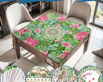 Tapis de mahjong jungle rose 31,5 tapis de jeu antidérapant enroulable plateau de jeu floral de luxe surface lisse et silencieuse Idées cadeaux pour hommes amateurs de mah-jong rose