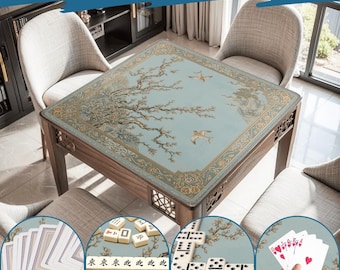 Lyxig Hummingbird Mahjongmatta – Elegant Mahjong-bordsöverdrag Halkfria rullbara mattor och väska Japansk Mah Jong-brädepresenter för spelare