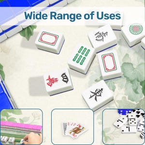 Mahjong mat roll up non slip polyester table cover 31" inch quiet smooth play surface storage bag for home game night gift idea US green set image 6