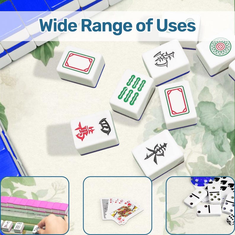 Mahjong mat roll up non slip polyester table cover 31" inch quiet smooth play surface storage bag for home game night gift idea US green set image 6