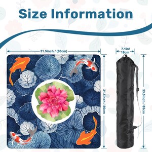 Koi Pond Mahjong Mat – Lotus Flower Mahjong Table Cover, Neoprene Non-Slip Mahjong Playmat, Elegant Botanical Gaming Mat, Mahjong Gift Decor image 2