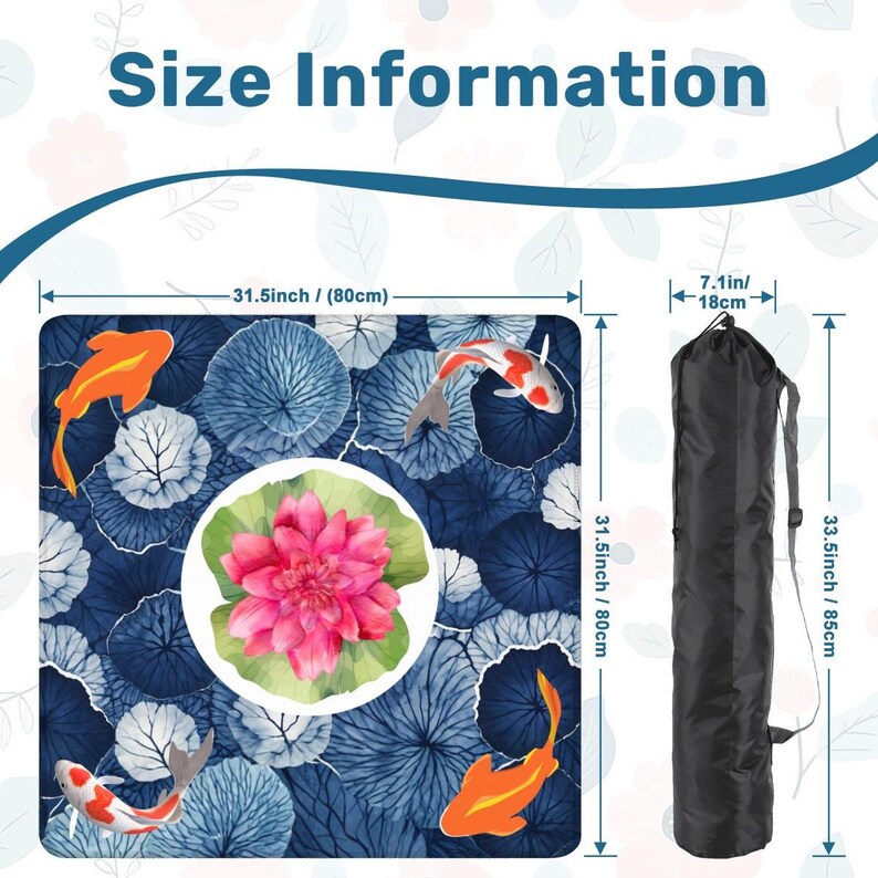 Koi Pond Mahjong Mat – Lotus Flower Mahjong Table Cover, Neoprene Non-Slip Mahjong Playmat, Elegant Botanical Gaming Mat, Mahjong Gift Decor image 2