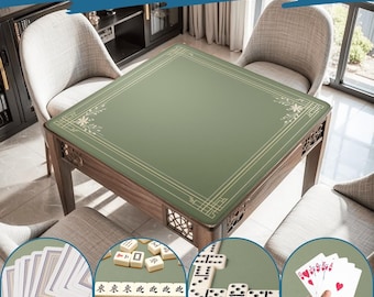 Minimal Sage Mahjong Mat – Luxury Zen Table Set Quiet Smooth Mah jongg Board Elegant Jade Pastel Green Gold Game Gifts Non-Slip Roll-Up Mats