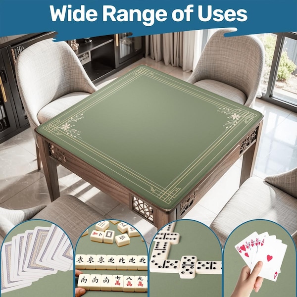 Tapete de Mahjong Minimal Sage – Juego de mesa Zen de lujo, tablero de Mahjong silencioso y suave, elegante, verde pastel jade, dorado, regalos para juegos, tapetes enrollables antideslizantes