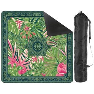 Green Tropical Mahjong Mat - Rollable Not Folded Table Cover Cloth Sets with Rules Non-Slip Transportable Game Play Mah jongg Mats 31.5" Set image 8