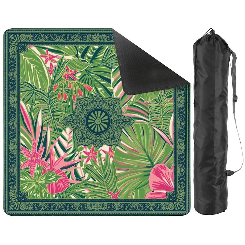 Green Tropical Mahjong Mat - Rollable Not Folded Table Cover Cloth Sets with Rules Non-Slip Transportable Game Play Mah jongg Mats 31.5" Set image 8