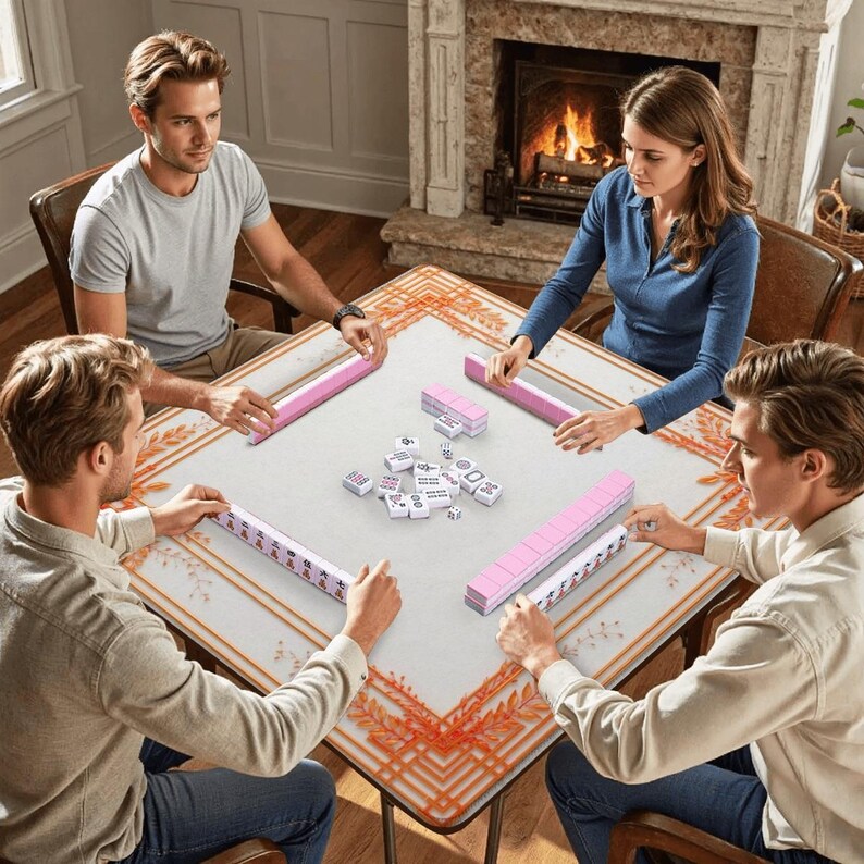 Tapete enrollable de Mahjong con diseño de flores naranjas, 31,5 pulgadas, antideslizante, con bolsa de lona, accesorios de Mahjong, regalos para entusiastas, juegos de Mahjong. imagen 5
