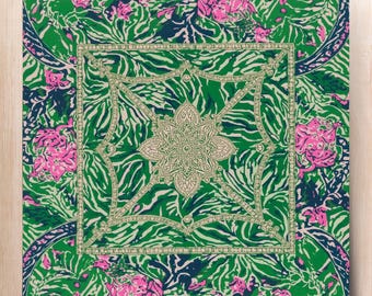 Emerald Paradise Mahjong Matte 31.5 Roll Up Quiet Table Cover Tuch Floral Mah Jongg Brettmatten Geschenke Set für Heimspielabende und Turniere