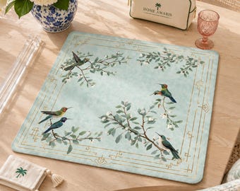 Tapete de Mahjong de Lujo con Colibrí – Elegante funda para mesa de Mahjong, tapete enrollable antideslizante y bolsa, tablero de Mahjong de estilo japonés, regalos para jugadores.