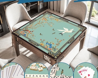 Tapete de Mahjong Colibrí de Lujo – Elegante funda para mesa de Mahjong, tapete enrollable antideslizante y bolsa. Tablero de Mahjong de estilo japonés. Regalo ideal para jugadores.