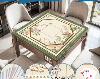 Tapete de mahjong enrollable antideslizante de poliéster, 80 x 80 cm, superficie de juego suave y silenciosa, con bolsa de almacenamiento. Ideal como regalo para noches de juegos en casa.