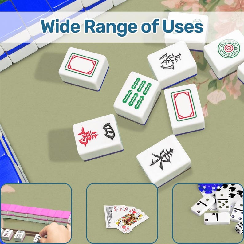 Roses Corner Mahjong Mat Roll-Up Floral Blossom Game Table Cover Cloth Smooth Non-Slip Noise-Reducing Mats with Tile Bag Elegant Green Gifts image 6