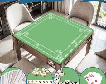 Tappetino da Mahjong classico arrotolabile + borsa portaoggetti - Copertura professionale antiscivolo per tavolo, tappetino da gioco trasportabile antirumore, 31,5" verde bianco