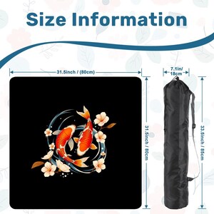Koi Pond Mahjong Mat Lotus Flower Mahjong Table Cover Non-Slip Mah jongg Playmat Elegant Asian Art Gaming Mats Mahjong Gifts Ideas Decor Set image 3