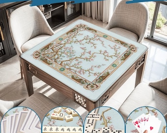 Tapete de Mahjong Colibrí de Lujo – Elegante funda para mesa de Mahjong, tapete enrollable antideslizante y bolsa. Tablero de Mahjong de estilo japonés. Regalo ideal para jugadores.