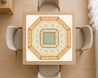 Geometric Mahjong Mat Simple Clean Design Mahjongg Table Cover Cloth Set Mahh jongg Gifts Ideas for Home Friends Club Game, Line Reader Mats