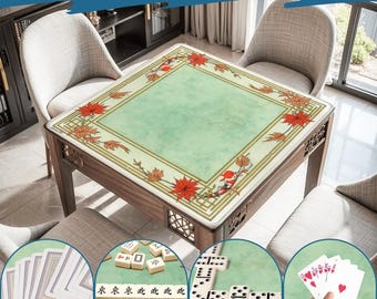 Luxury Koi Pond Fish Mahjong Mat | Rollable Mahjong Table Cover Mats Japanese Style Game Playmat Non-Slip Smooth Surface Mah jongg Mat Gifts