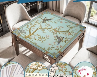 Tapete de Mahjong Colibrí de Lujo – Elegante funda para mesa de Mahjong, tapete enrollable antideslizante y bolsa. Tablero de Mahjong de estilo japonés. Regalo ideal para jugadores.
