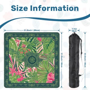 Green Tropical Mahjong Mat - Rollable Not Folded Table Cover Cloth Sets with Rules Non-Slip Transportable Game Play Mah jongg Mats 31.5" Set image 3