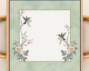 Pastel Hummingbird Mahjong Mat Elegant Mahjongg Table Cover Non-Slip Rolled Mats and Bag Japanese Vintage Mah jongg Board Gifts Players Set