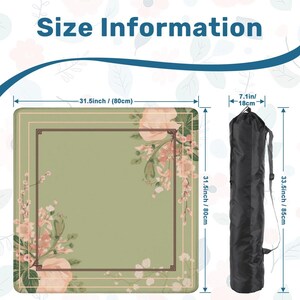 Roses Corner Mahjong Mat Roll-Up Floral Blossom Game Table Cover Cloth Smooth Non-Slip Noise-Reducing Mats with Tile Bag Elegant Green Gifts image 2