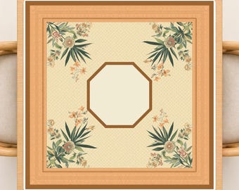 Orange Peach Mahjong Mat Rolled Shipping Table Cover Cloth Set Vintage Style Play Board and Storage Bag Fun Gift Ideas Mah jongg Clubs Game