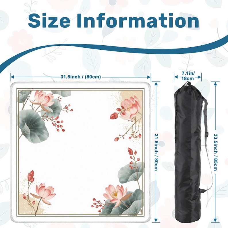 Elegant lotus Mahjong table mat with gold border and pastel design
Non-slip Mahjong mat 31.5 inch roll-up for quiet play
Soft cream Mahjong play mat lotus flower frame aesthetic