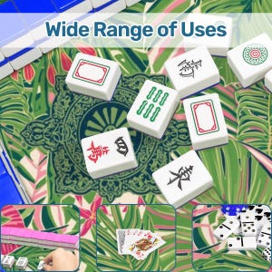Green Tropical Mahjong Mat - Rollable Not Folded Table Cover Cloth Sets with Rules Non-Slip Transportable Game Play Mah jongg Mats 31.5" Set image 7